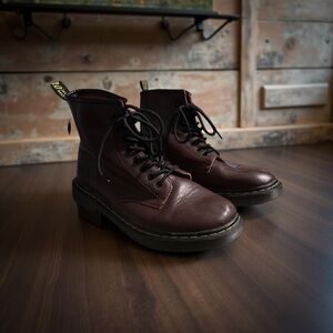 Kararao | Women’s Dark Red Burgundy Oxblood Leather Martens Combat Boots Sz 9